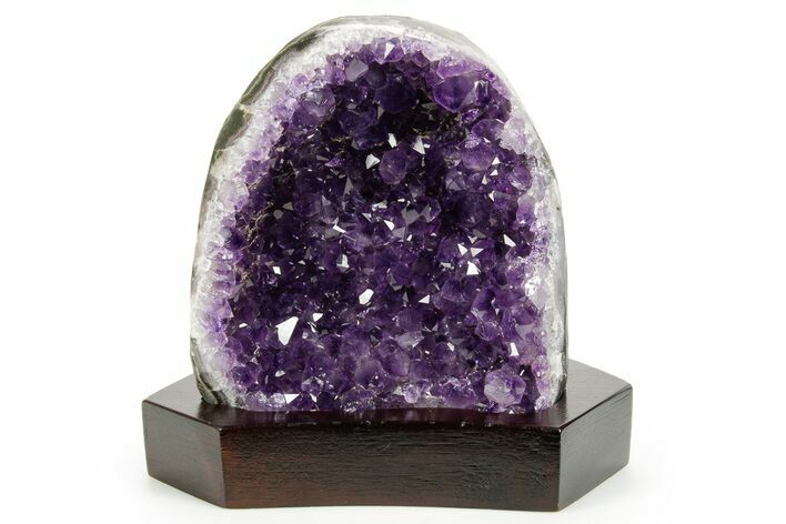 Deep Purple Amethyst Geode With Wood Base - Uruguay #371773